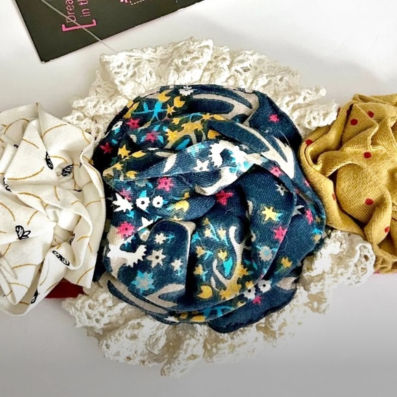 Mustard Pie Woodland Magic Rosette Floral Stripe Fabric Headband S Small NWT New - Picture 2 of 3